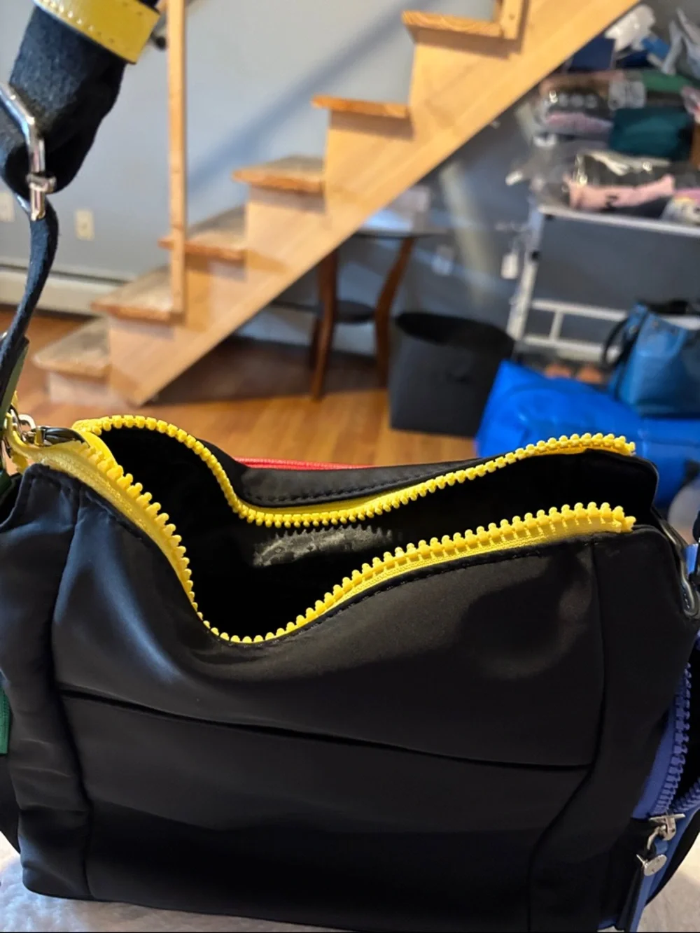 Karl Lagerfeld Black Belt Bag with Yellow, Red, Green & Blue Accents - Picture 8 of 8